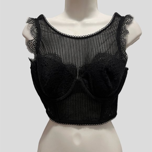 Victoria’s Secret size 36C Dream Angels Floral Lace & Striped Bra Top - Picture 1 of 9
